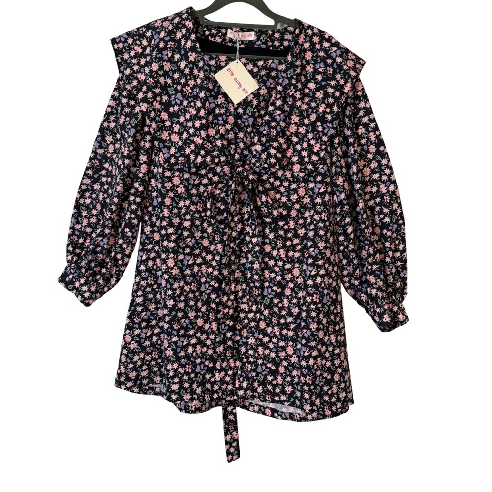 Little Sunny Bite Floral Sailor Collar Mini Dress NWT Size S